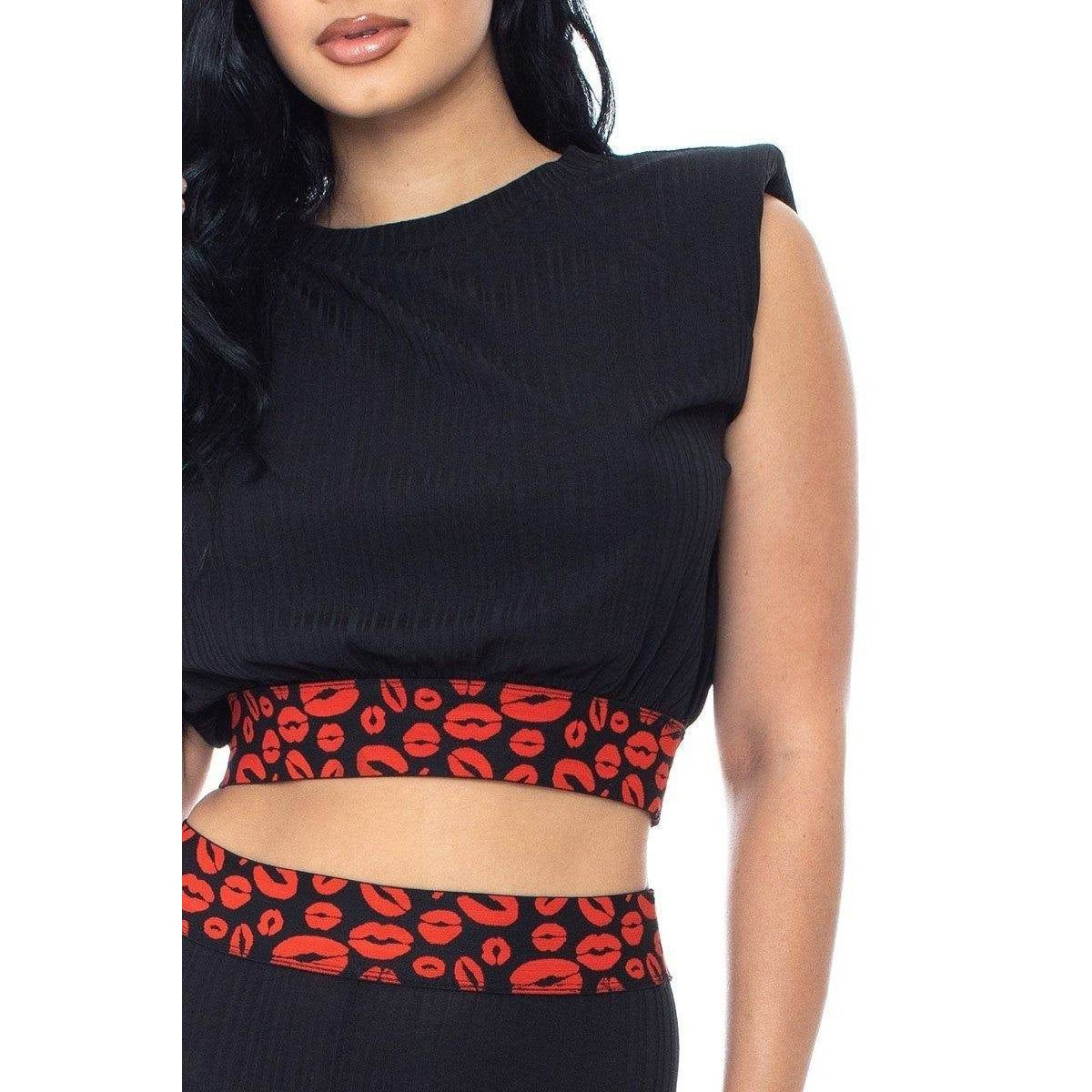 Shoulder Pad and Leopard Biker Shorts - VacationGrabs