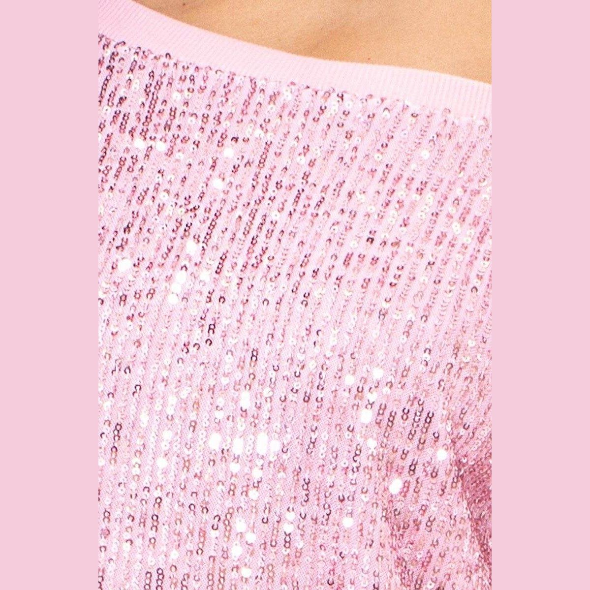 Sequin Wide Neck Boxy Mini Dress - VacationGrabs