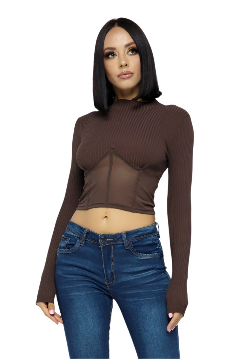 Women's Outfits & SetsKnit Crop Top With Bottom Mesh - VacationGrabs