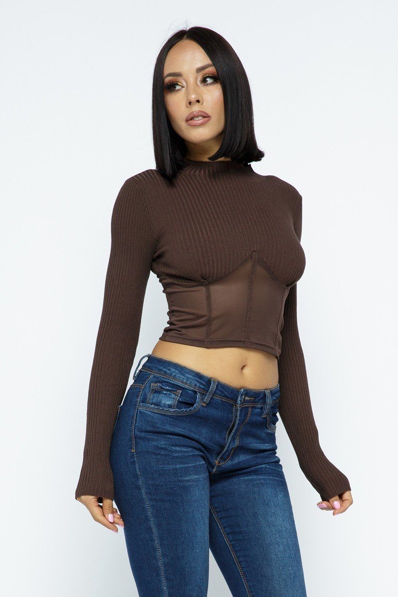 Women's Outfits & SetsKnit Crop Top With Bottom Mesh - VacationGrabs