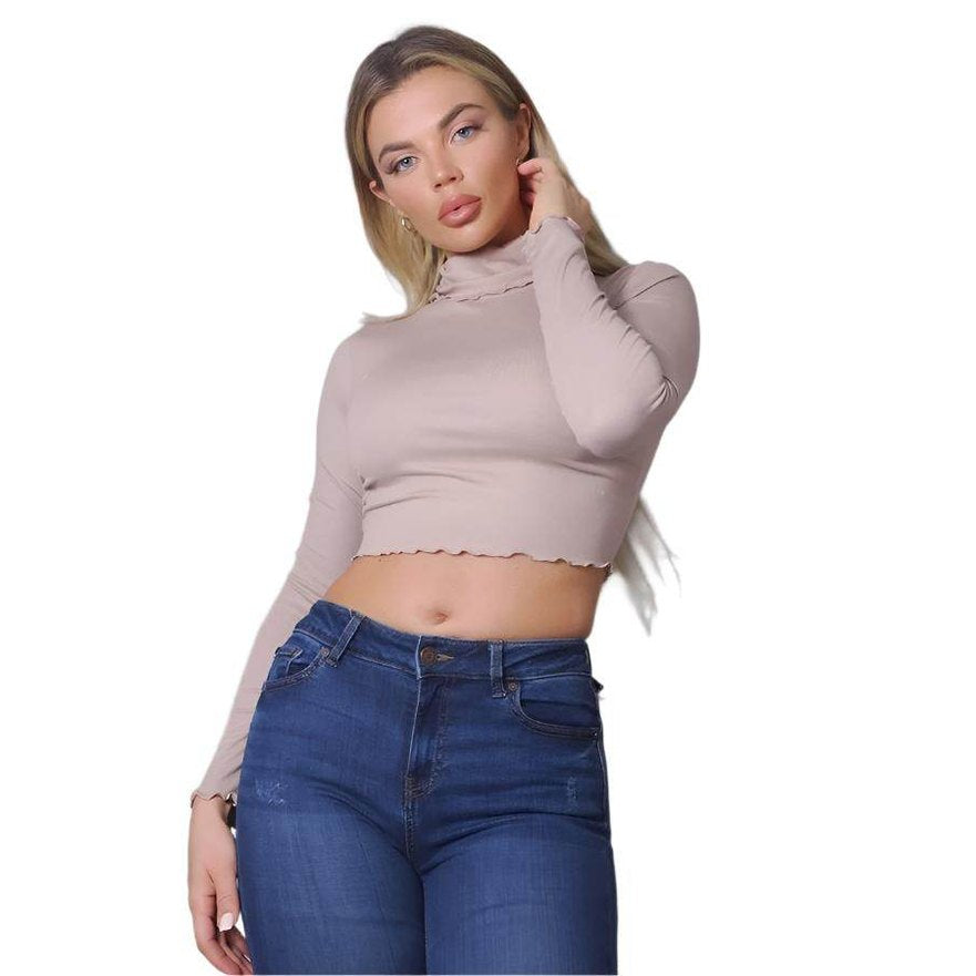 Long Sleeve Curl Edge Layer Top - VacationGrabs