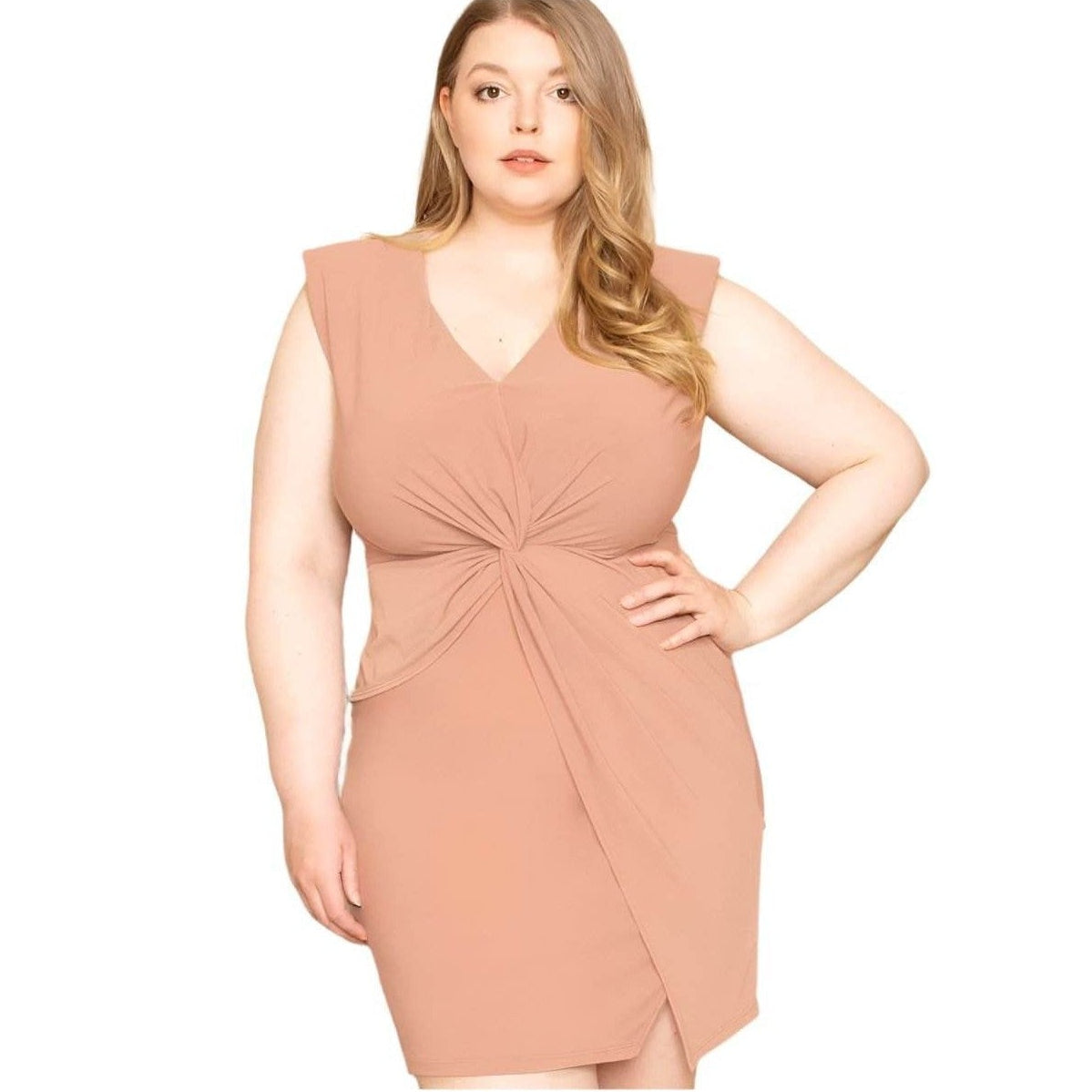 Twist Waist Plus Size Mini Dress - VacationGrabs