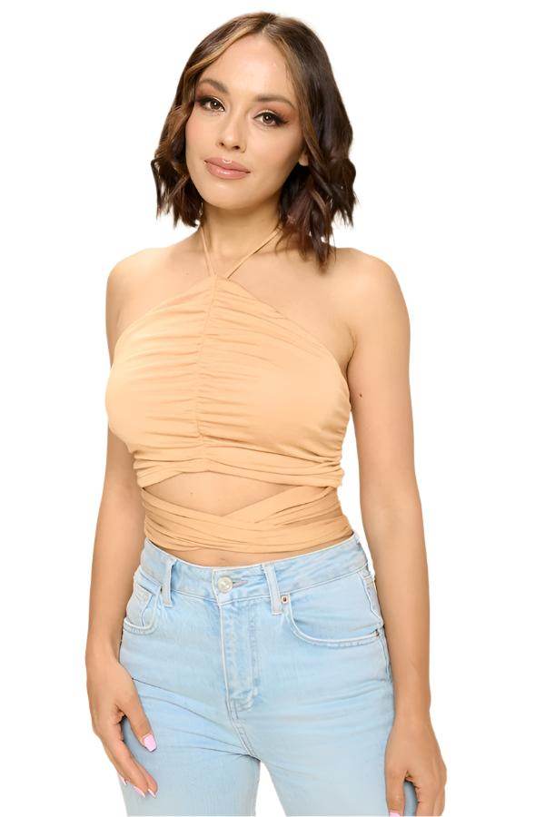 Bandage Crop Halter Top - VacationGrabs