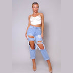 Sexy Spaghetti Strap Ruched Front Scarf Front Top - VacationGrabs