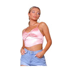 Sexy Spaghetti Strap Ruched Front Scarf Front Top - VacationGrabs