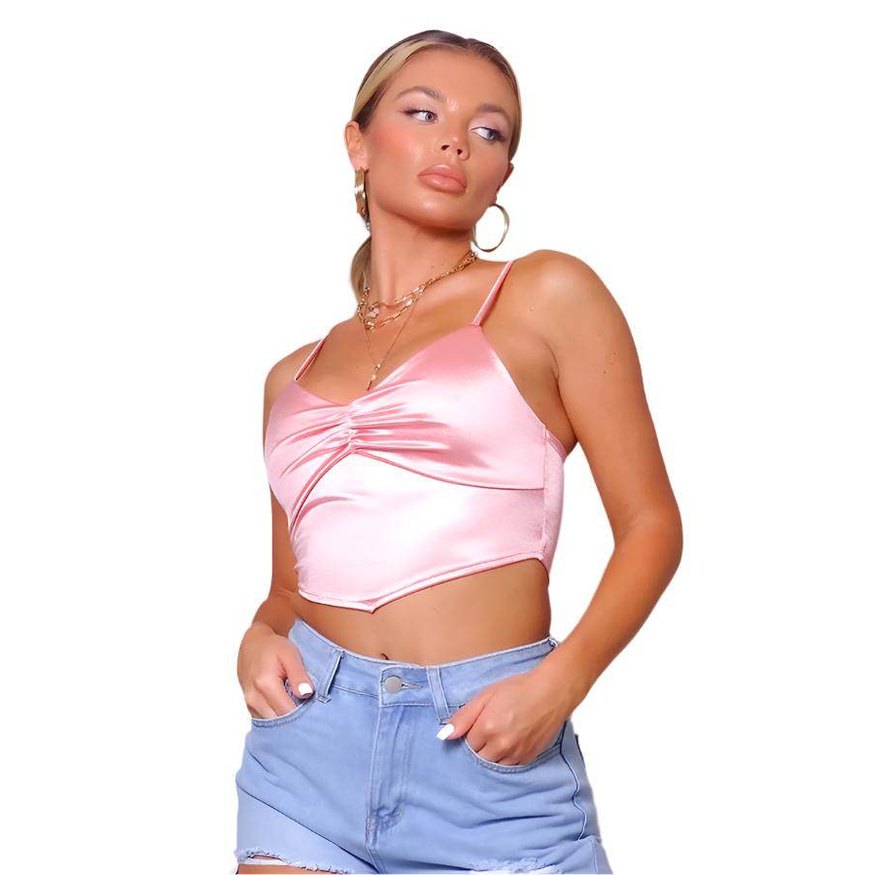 Sexy Spaghetti Strap Ruched Front Scarf Front Top - VacationGrabs