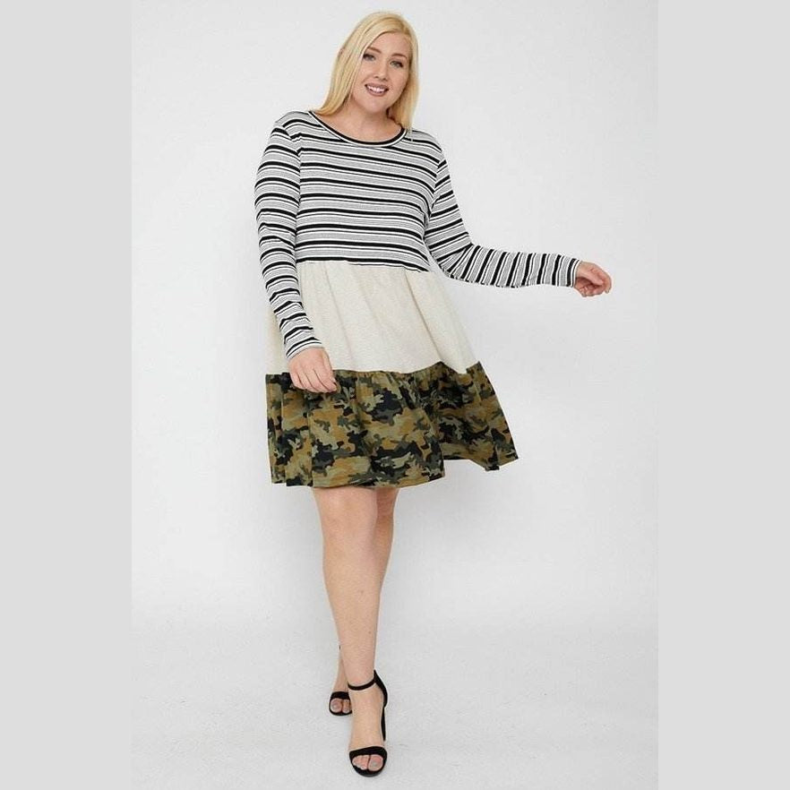 Tiered Color Block Dress - VacationGrabs
