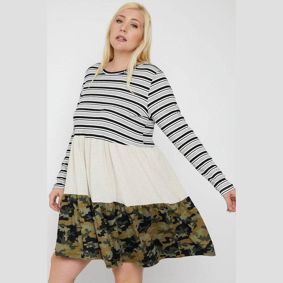 Tiered Color Block Dress - VacationGrabs