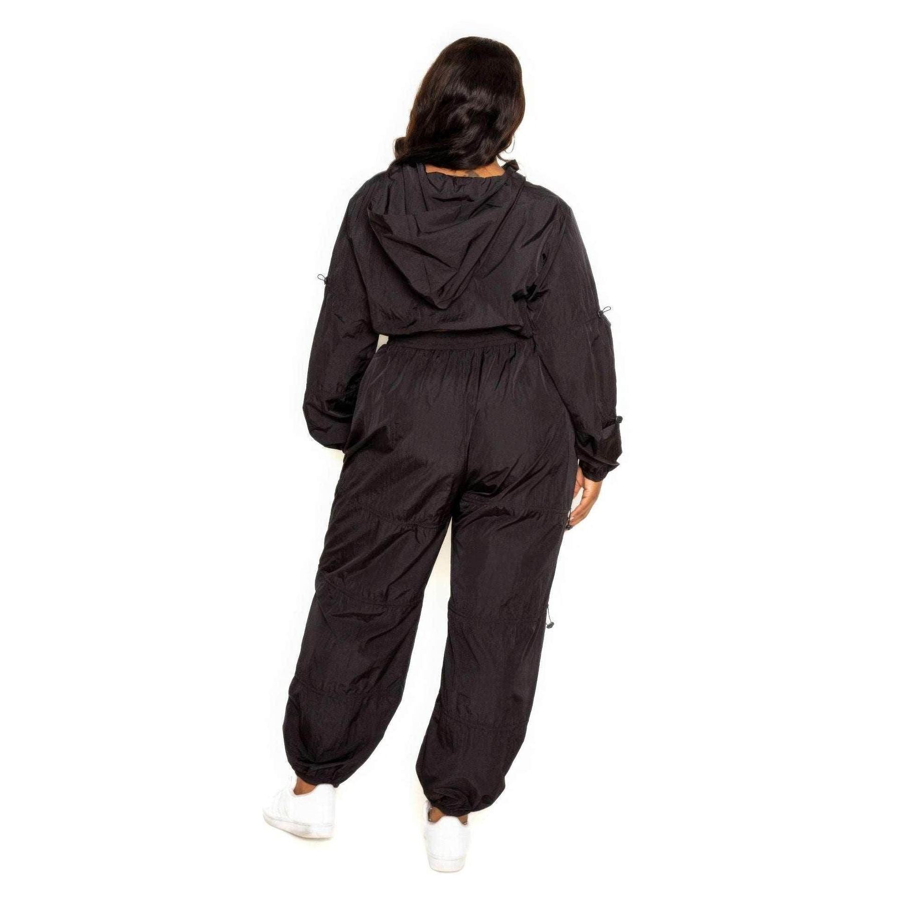 Black Active Zip Up Set Cord Lock Detail - VacationGrabs