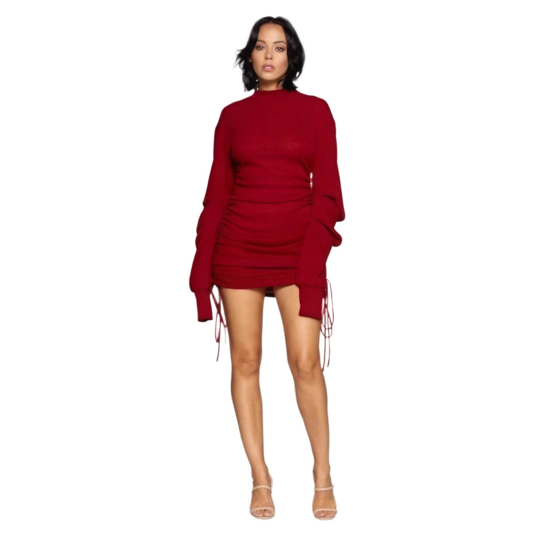 Solid Color Mock Neck Mini Bodycon Dress - VacationGrabs