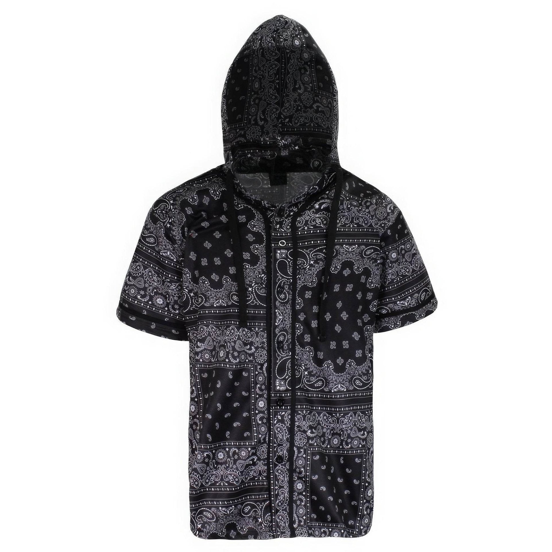 Hooded Bandana Baseball Jersey Shirts - VacationGrabs