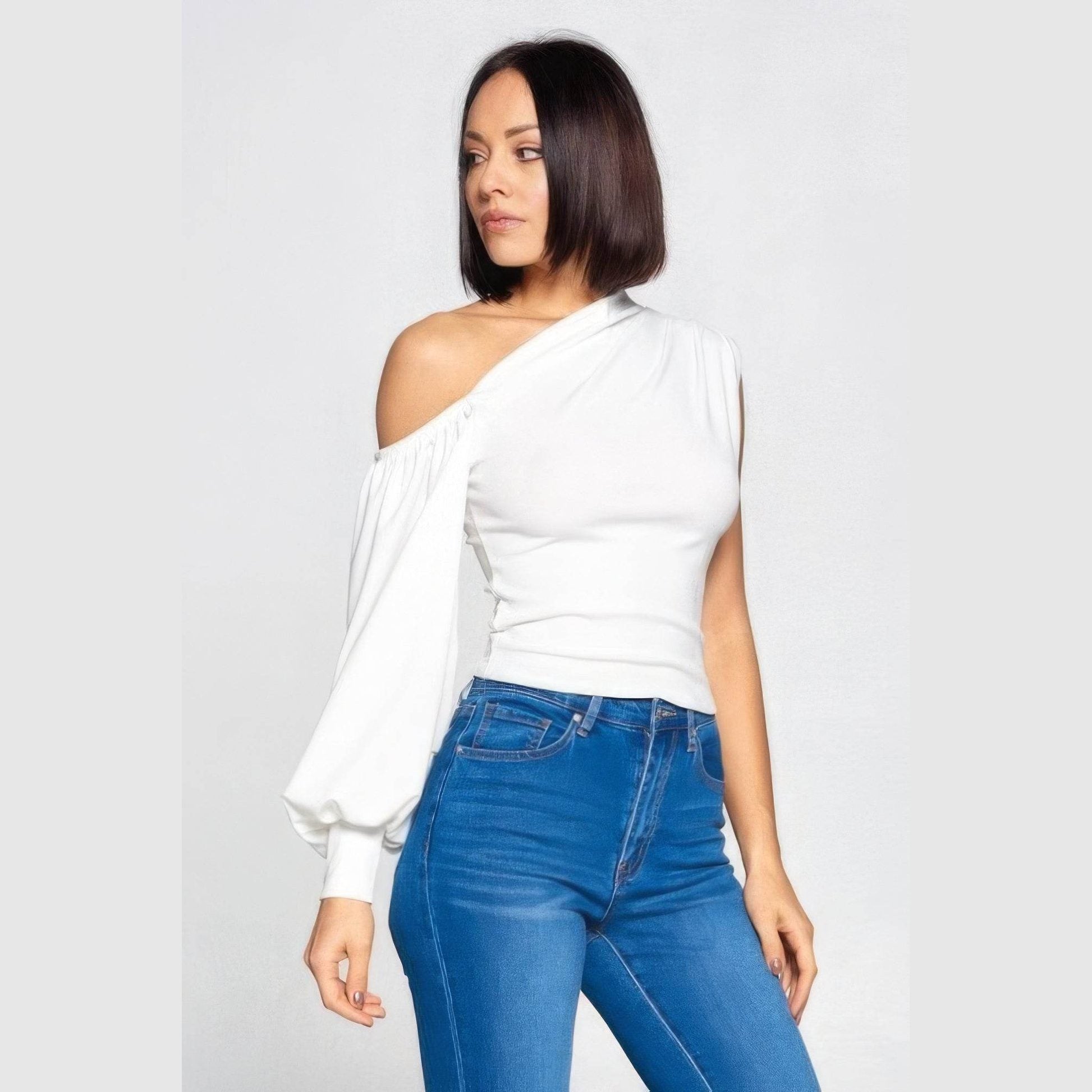 Ladies One-shoulder Top - VacationGrabs