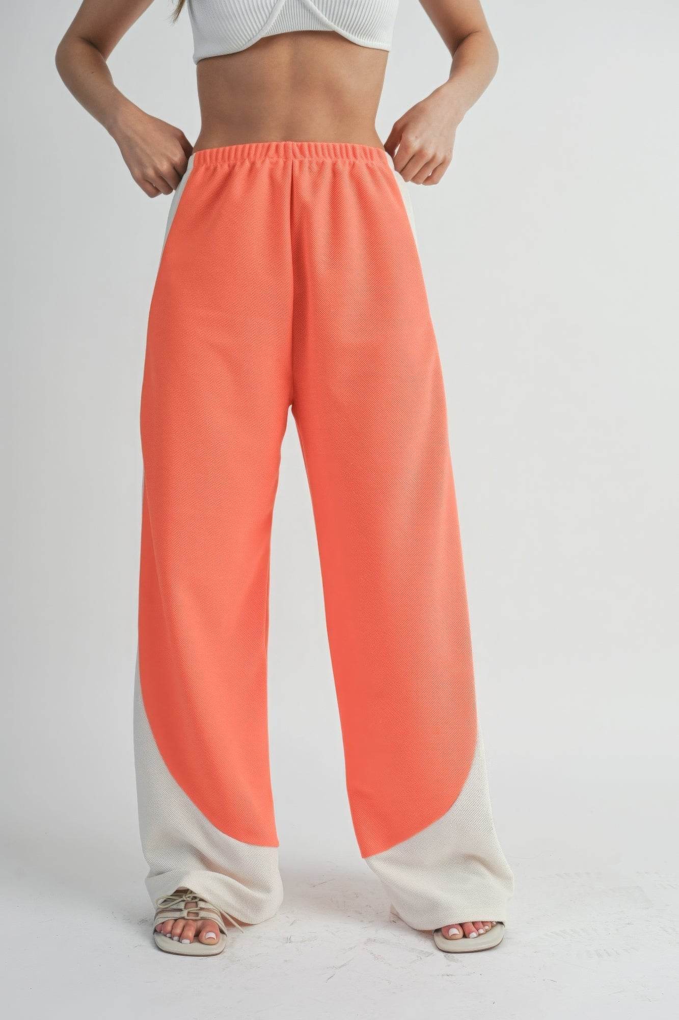 Two Toned Wide Leg Pants - VacationGrabs