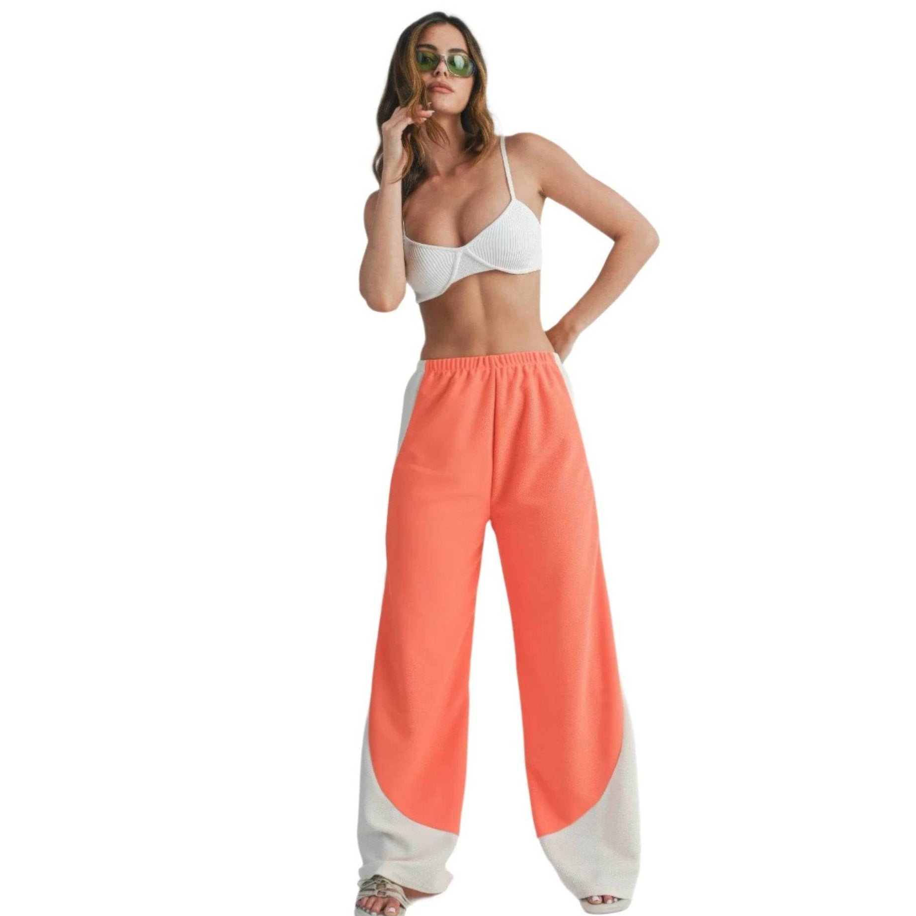 Two Toned Wide Leg Pants - VacationGrabs