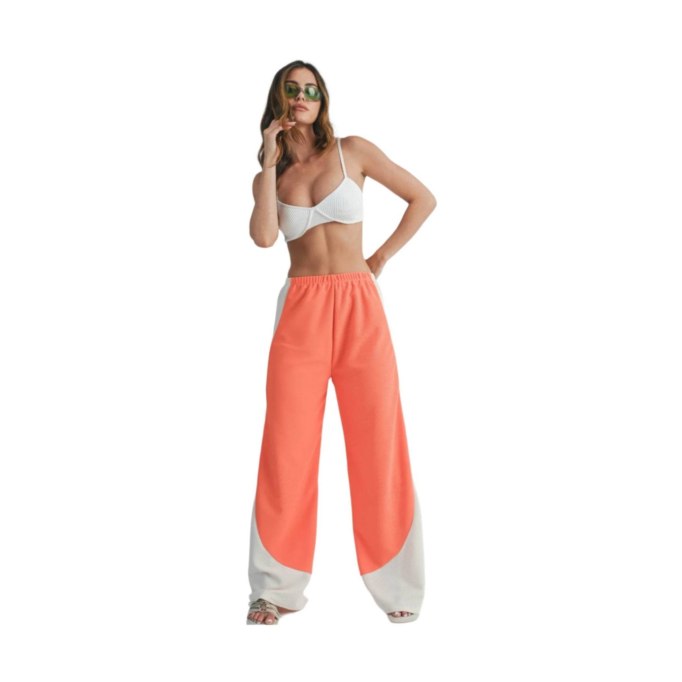 Two Toned Wide Leg Pants - VacationGrabs