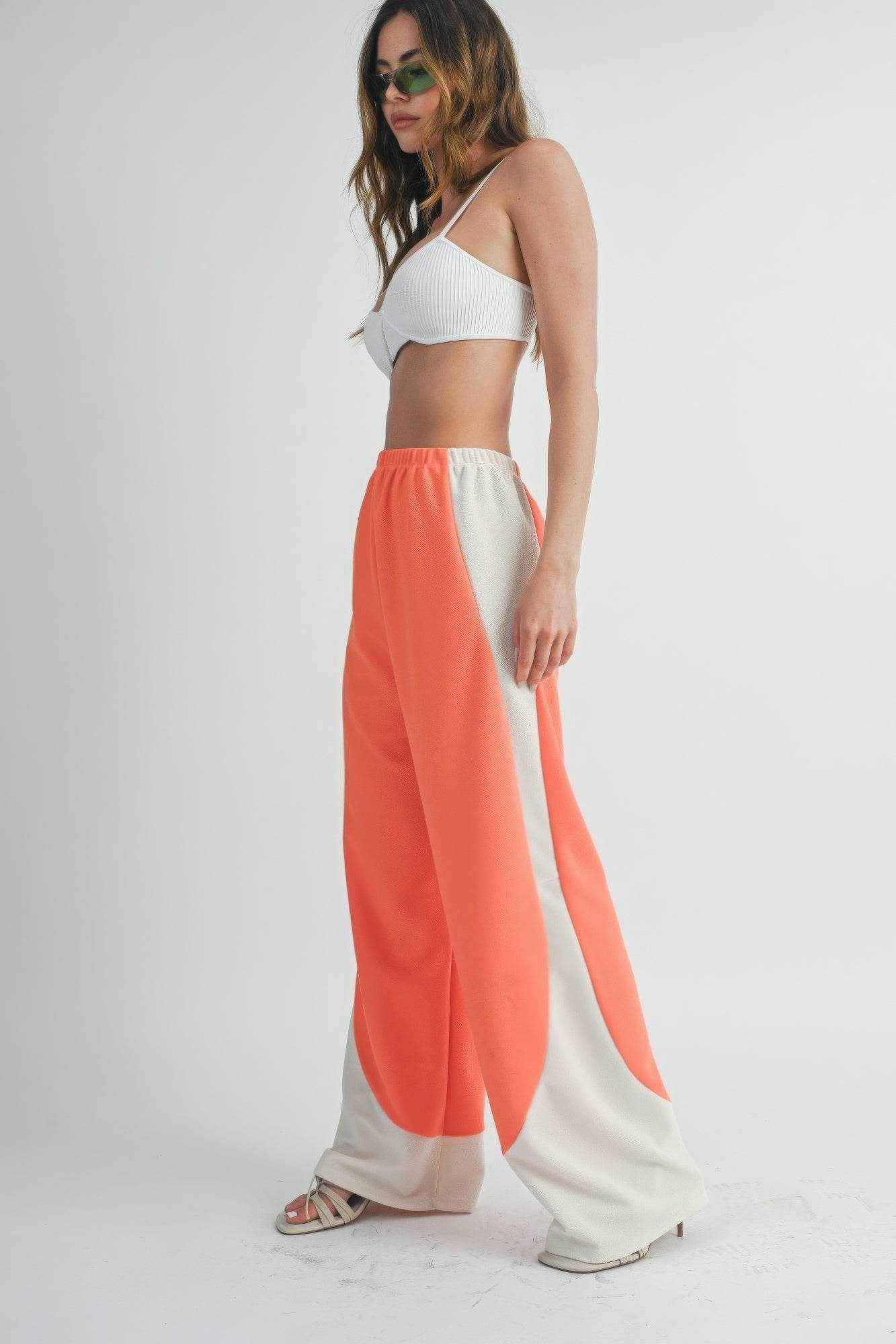 Two Toned Wide Leg Pants - VacationGrabs