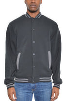 Men's JacketsMens Fleece Snap Button Varsity Jacket - VacationGrabs