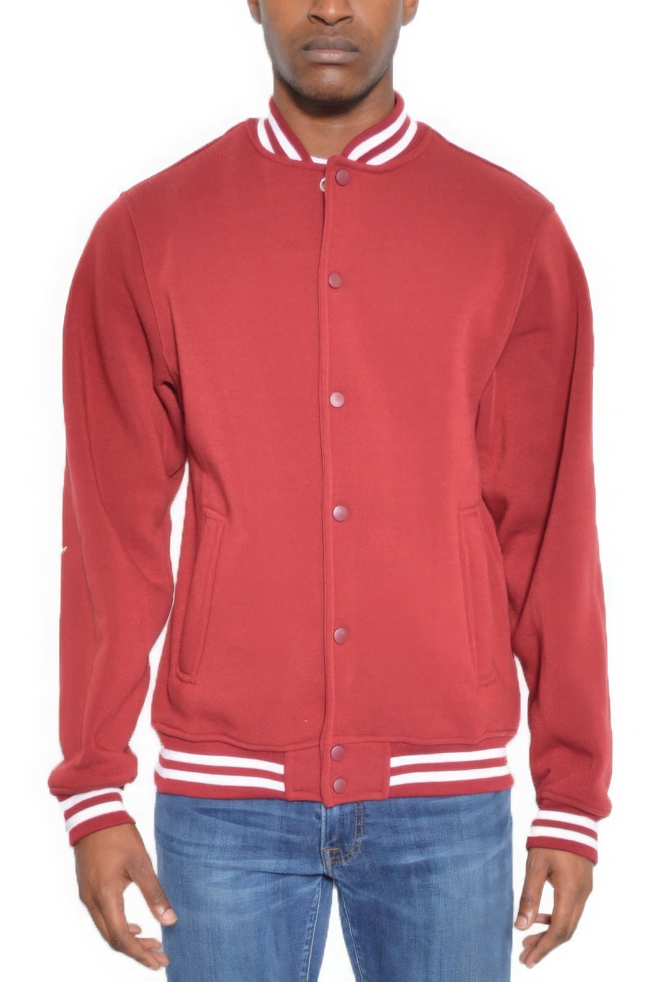 Men's JacketsMens Fleece Snap Button Varsity Jacket - VacationGrabs