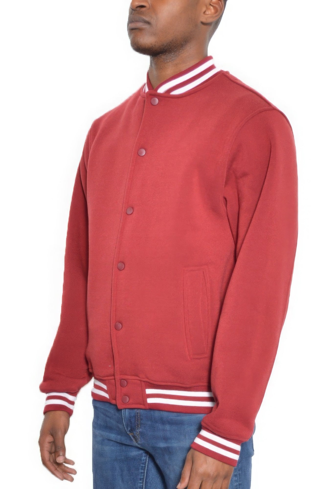 Men's JacketsMens Fleece Snap Button Varsity Jacket - VacationGrabs