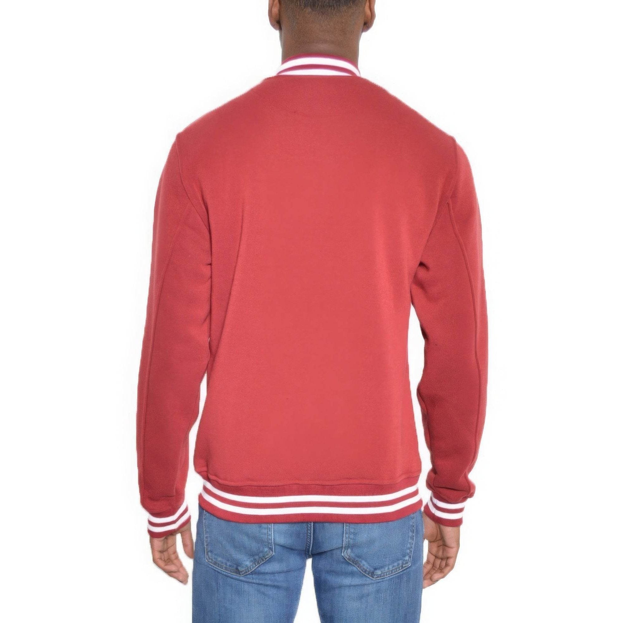 Mens Fleece Snap Button Varsity Jacket - VacationGrabs