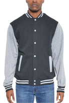 Men's JacketsMens Fleece Snap Button Varsity Jacket - VacationGrabs