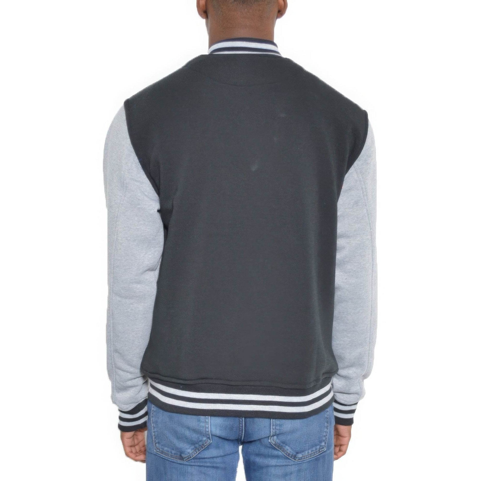 Mens Fleece Snap Button Varsity Jacket - VacationGrabs