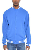 Men's JacketsMens Fleece Snap Button Varsity Jacket - VacationGrabs