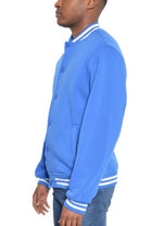 Men's JacketsMens Fleece Snap Button Varsity Jacket - VacationGrabs