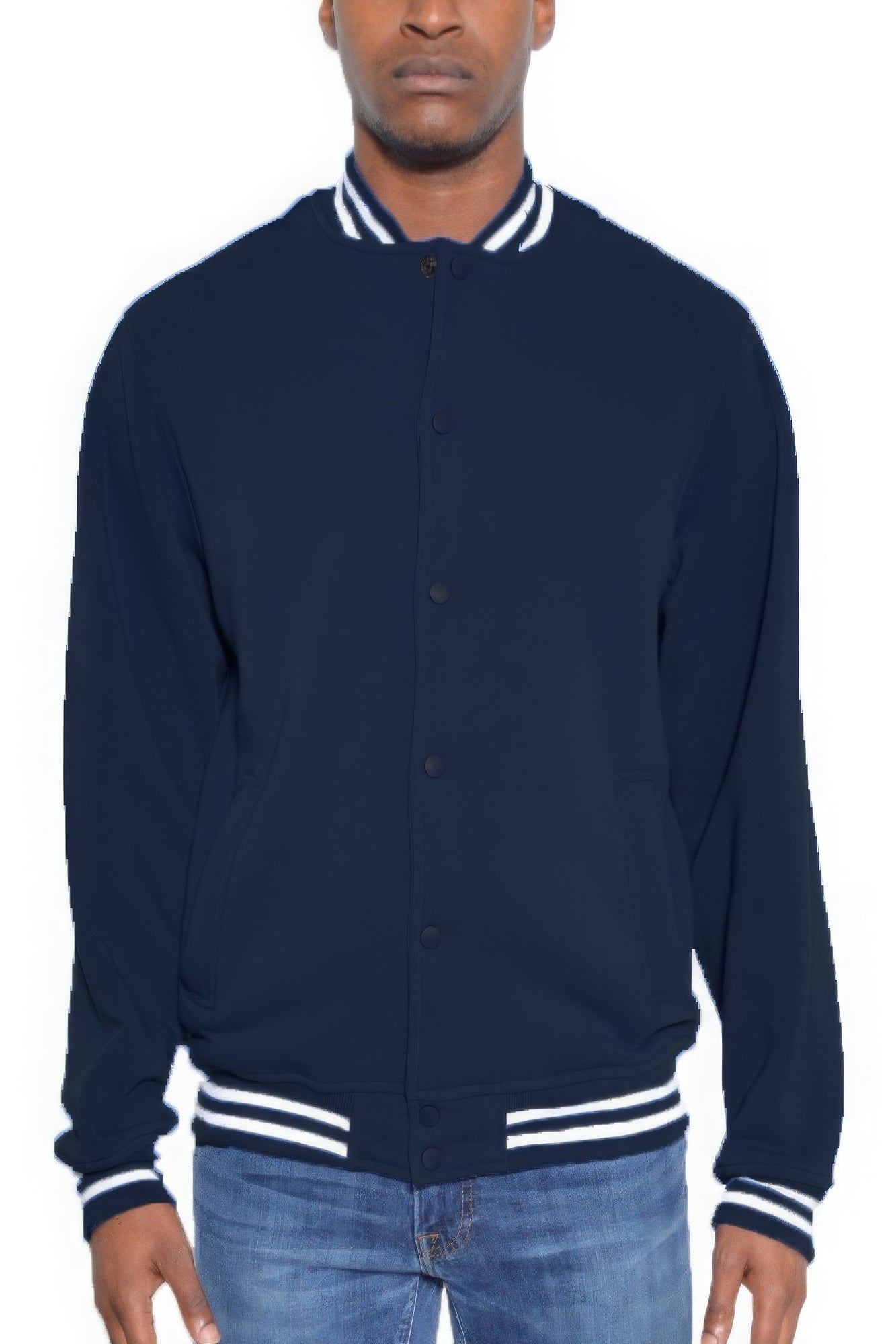 Men's JacketsMens Fleece Snap Button Varsity Jacket - VacationGrabs