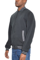 Men's JacketsMens Fleece Snap Button Varsity Jacket - VacationGrabs