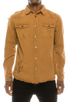 Men's ShirtsMen's Ripped Denim Overshirt - VacationGrabs