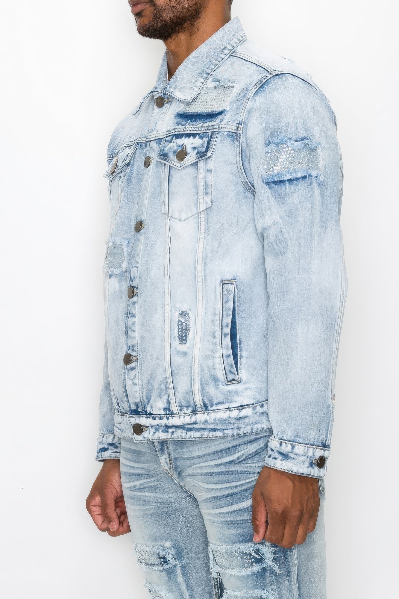 Men's JacketsMen's Diamond Denim Blue Jacket - VacationGrabs