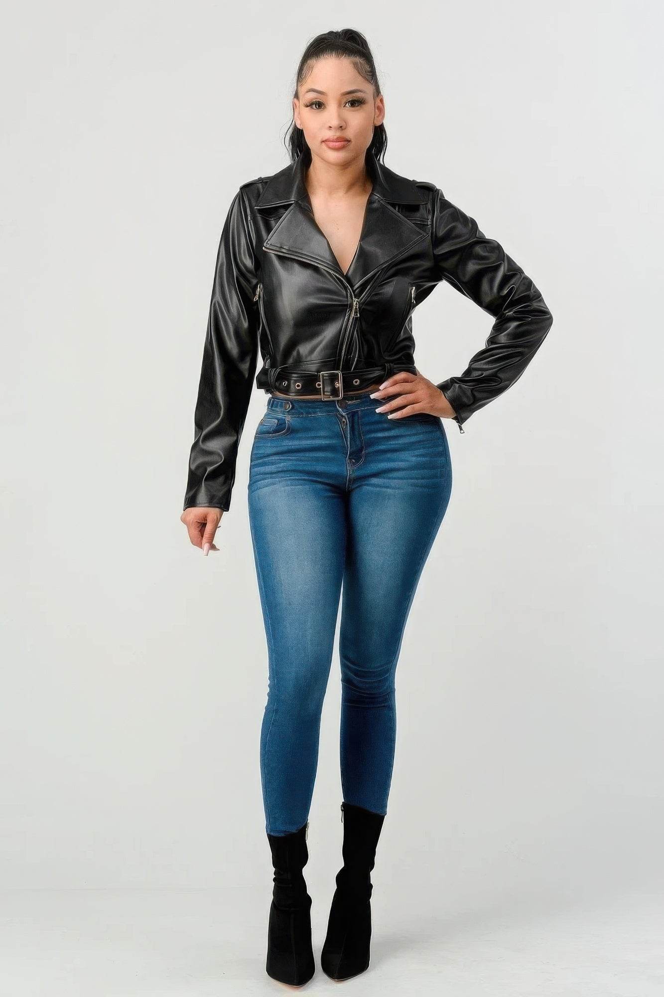 Women's Pu Leather Jacket - VacationGrabs