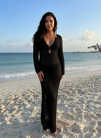 Crochet Maxi Dress With Long Sleeves