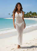 Womens White Crochet Maxi Dress