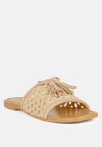 Cedar Handwoven Natural Tassel Flats