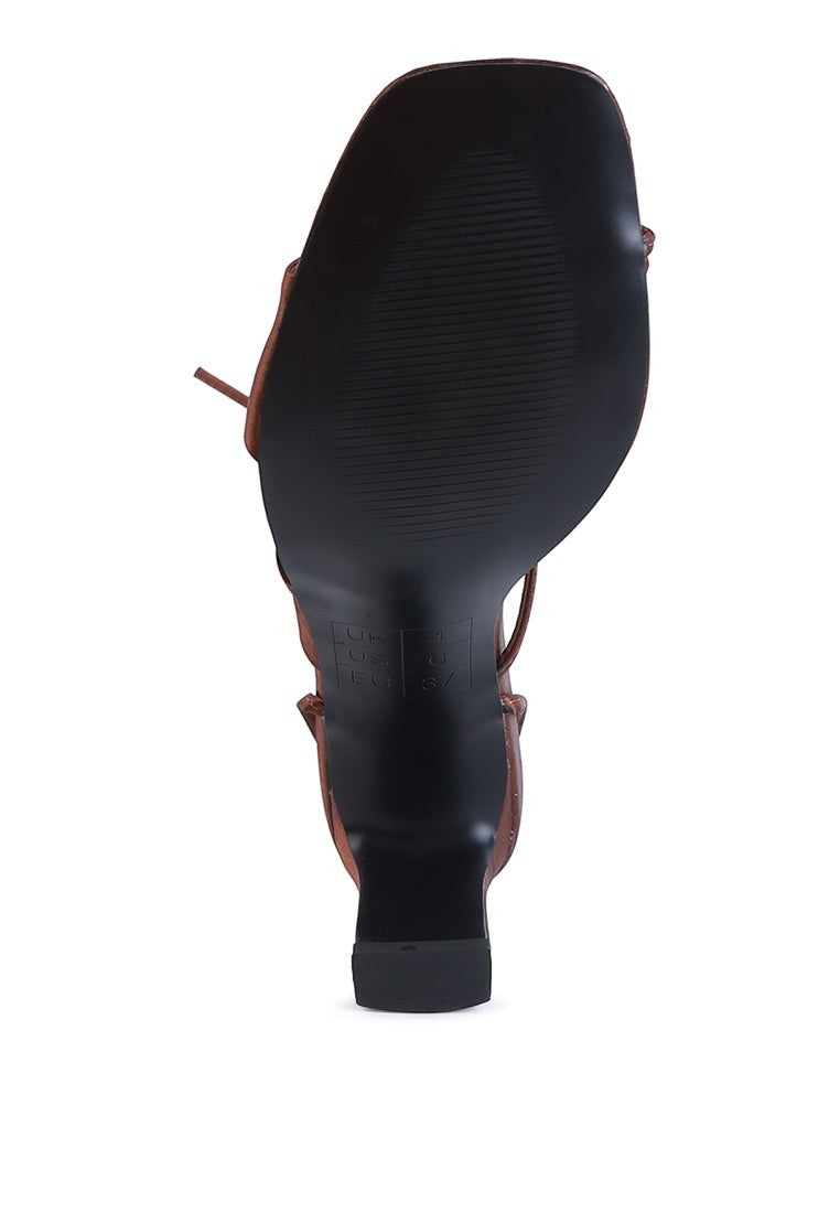 Chasm Satin Ruched Strap Tie Up Sandals