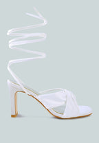 Chasm Satin Ruched Strap Tie Up Sandals