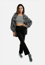 Long Sleeves Oversized Checkered Shacket
