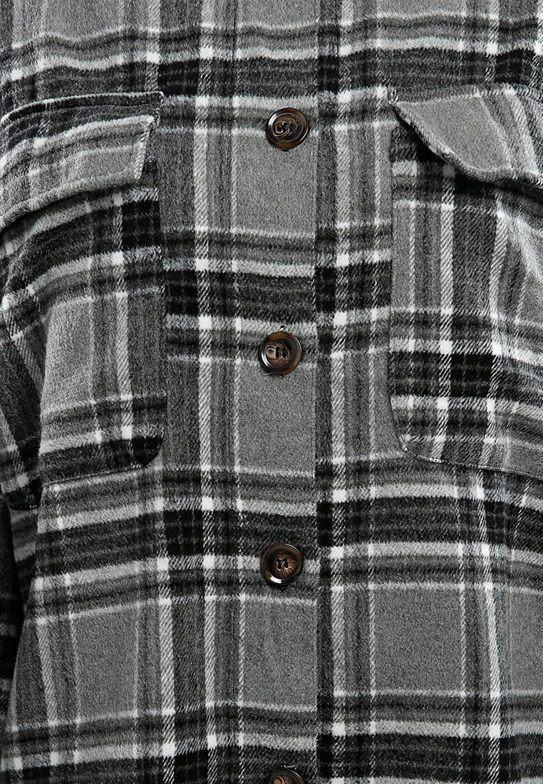 Long Sleeves Oversized Checkered Shacket