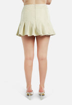 Faux Leather Pleated Skirt
