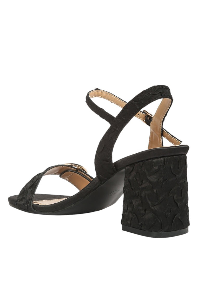 Chaplet Textured Block Heel Sandals