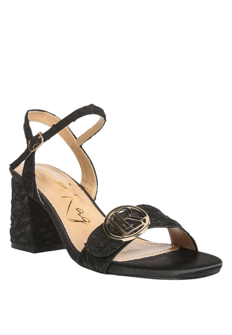 Chaplet Textured Block Heel Sandals