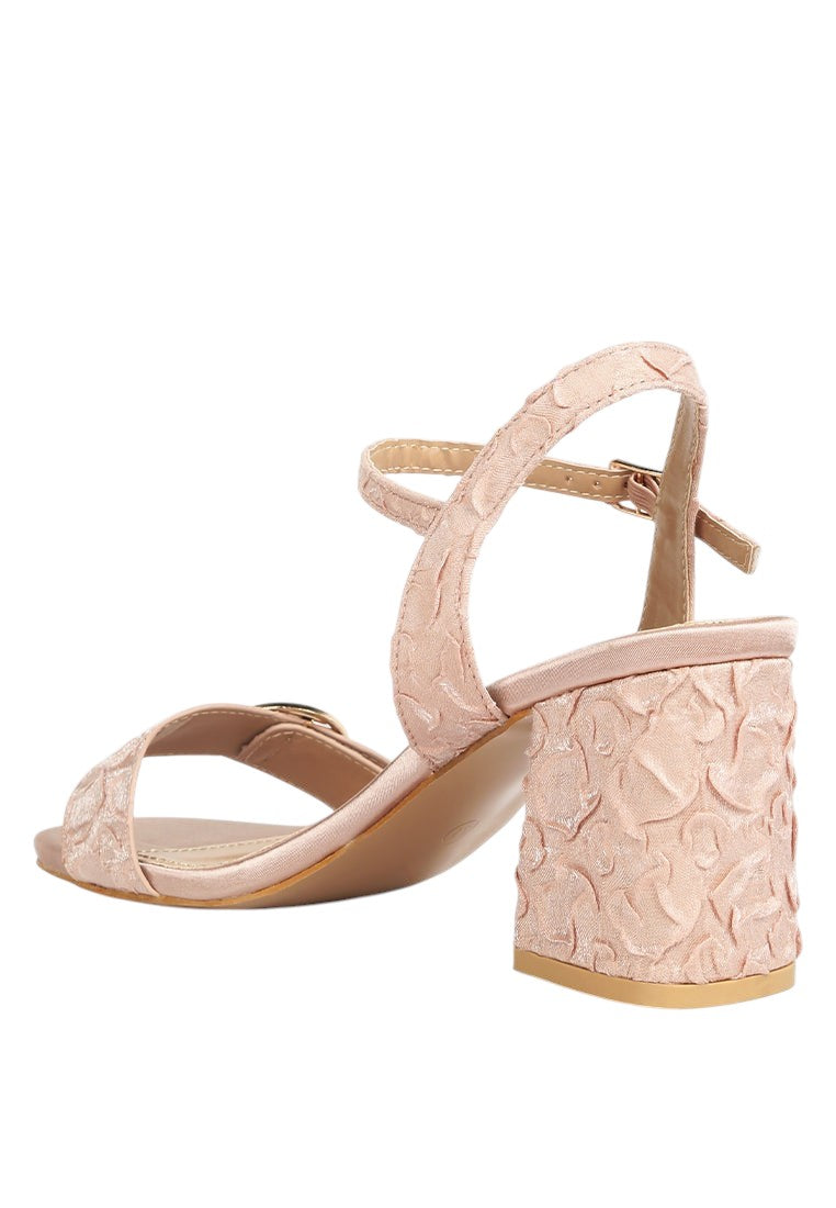 Chaplet Textured Block Heel Sandals