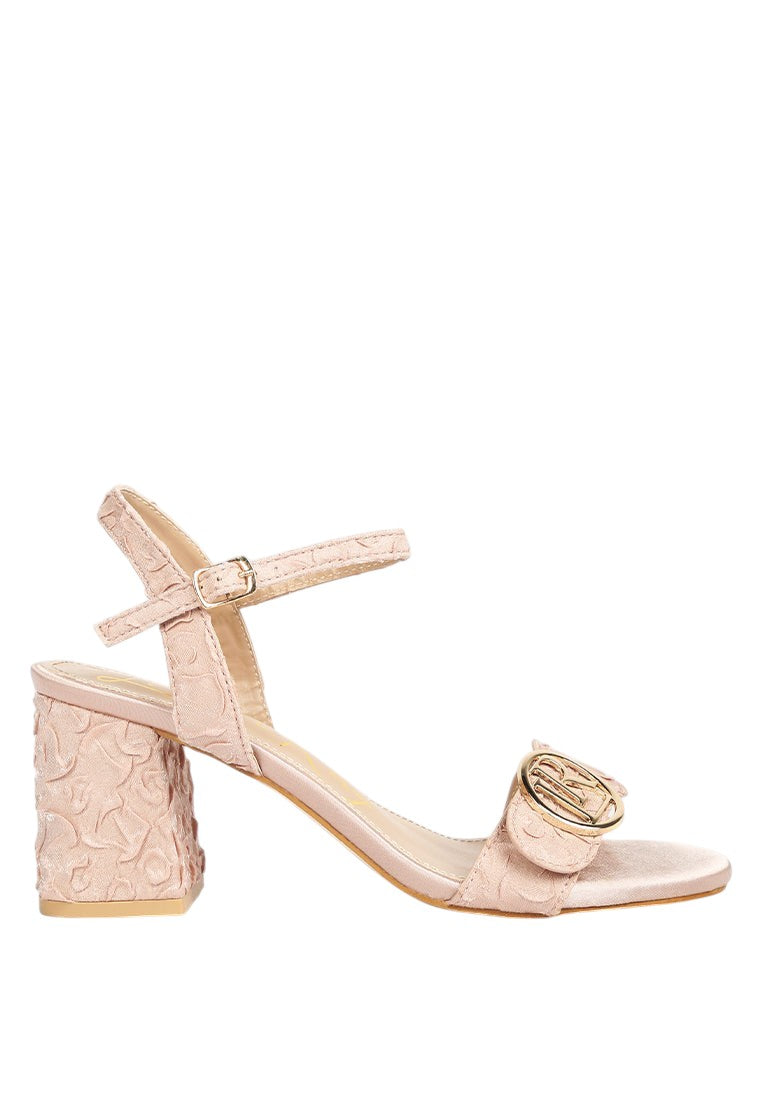 Chaplet Textured Block Heel Sandals