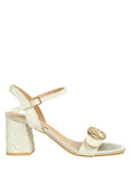 Chaplet Textured Block Heel Sandals