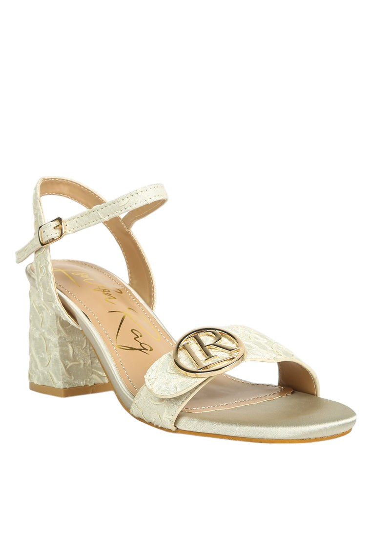 Chaplet Textured Block Heel Sandals