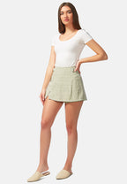 Chequered Skort With Buckles