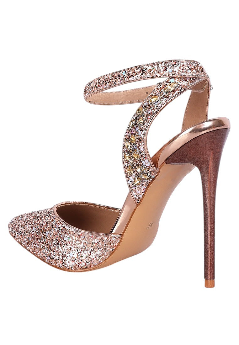 Cloriss Diamante Embellished Glitter High Heels