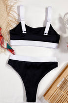 Women's Swimwear - 2PC Color Block Scoop Neck Bikini Set